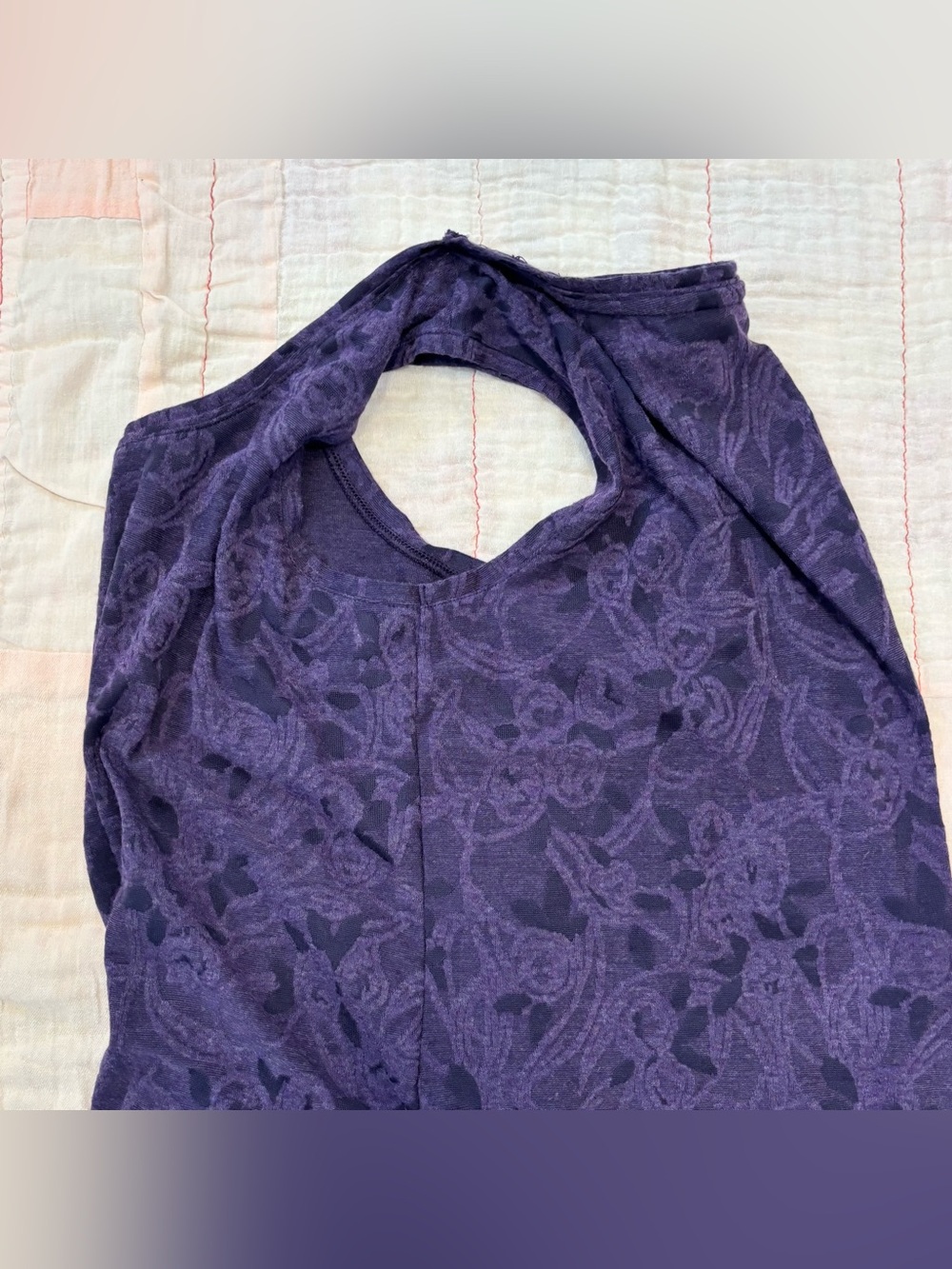 Simply Vera Vera Wang Deep Purple Floral Burnout Tank, Women Sz M, Sleeveless - Picture 9 of 13